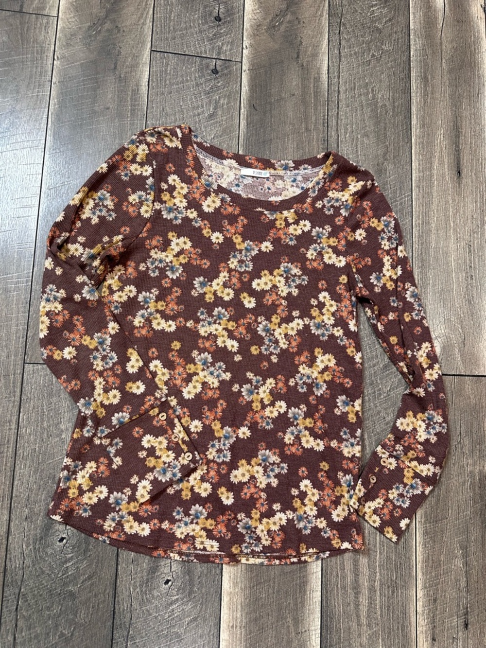 PS Kate Floral Waffleknit Long Sleeve Top